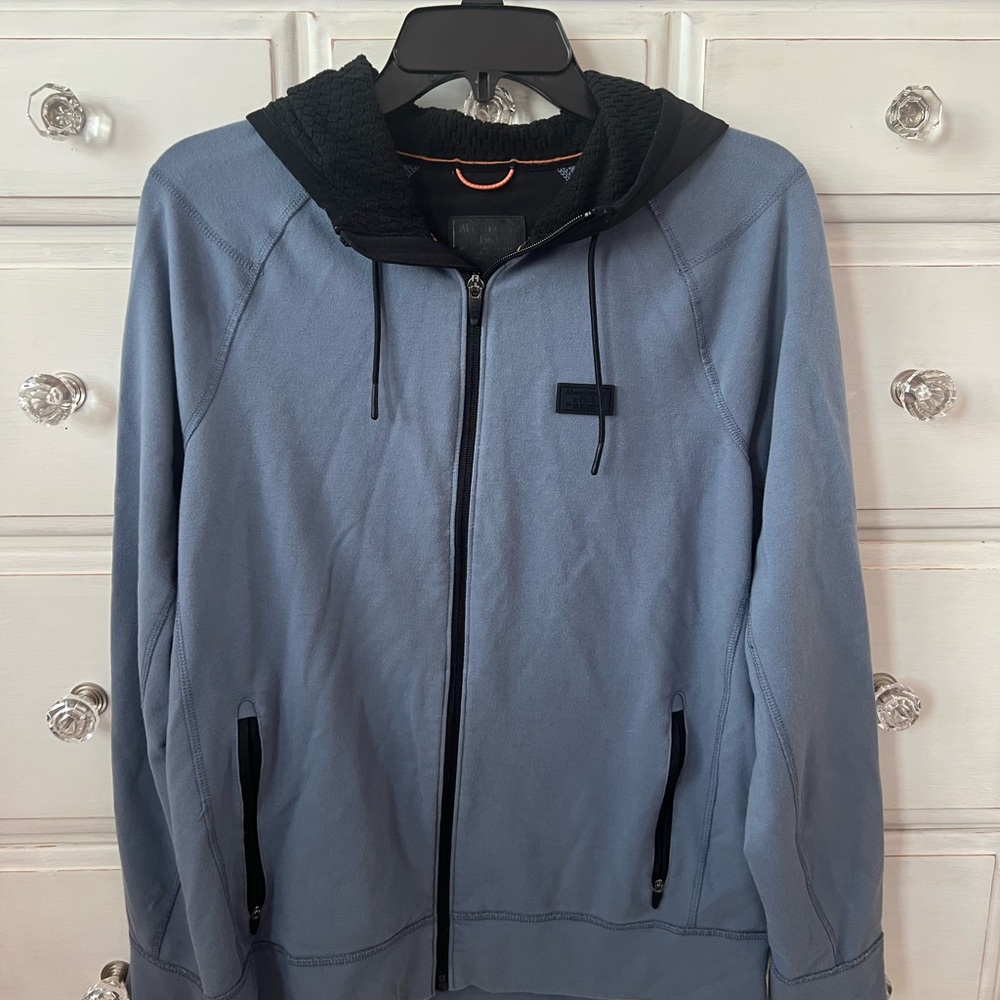 Abercrombie & Fitch Blue Zip-Up Hoodie with Black Accents